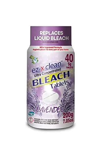 EZ-X CLEAN New and Improved Formula Ultra Concentrated Water Activated Bleach Tablets for Laundry and Multipurpose Cleaning. 40 Tablets 7.05 OZ Phosph