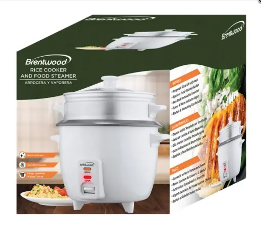 Brentwood 8 Cup Rice Cooker / Non-Stick With Steamer In White