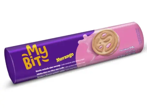 Biscoito My Bit Sabor Morango (Strawberry flavored sandwich cookies)