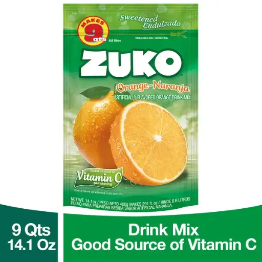 Zuko Drink Mix, Artificial Orange Flavor 14.1 oz