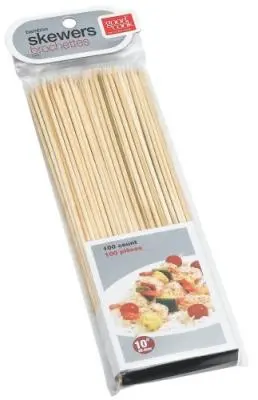 Good Cook Natural Smooth Solid Non-Porous Bamboo Dishwasher Safe Skewer 10 L in. for Grilling
